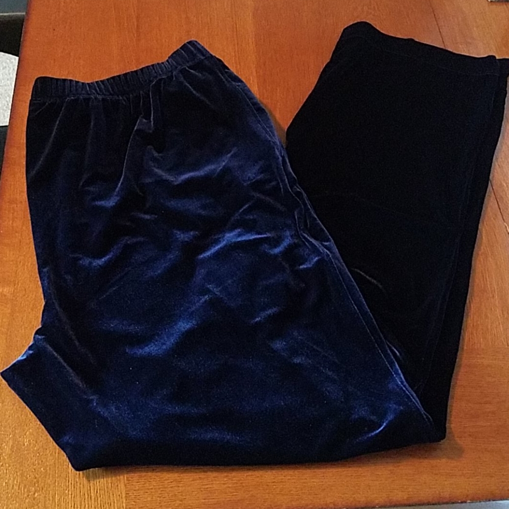 Lands End Navy Velour Pants Size 0X